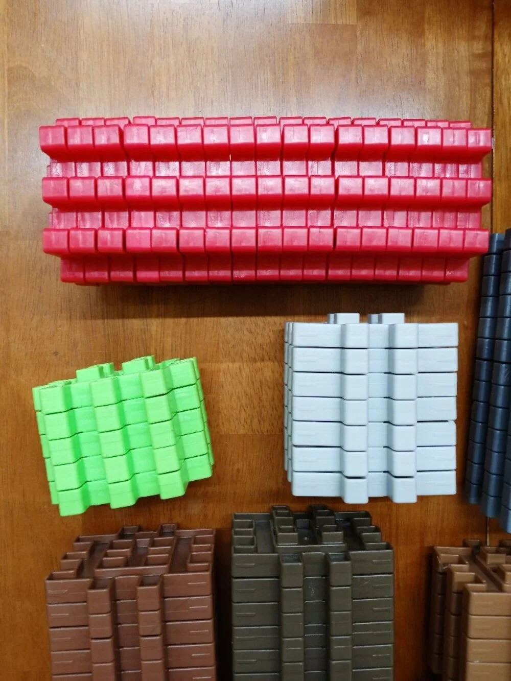Little Tikes Waffle Blocks Building Block Lot Green Brown Grey Red
